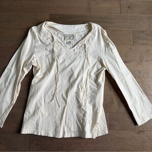 April Cornell Ivory Long Sleeve Top with Embroidery